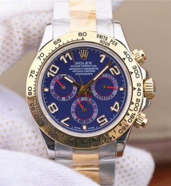 Daytona 116523 Thick YG Wrapped Blue Dial Numerals Markers SS/YG Bracelet A7750