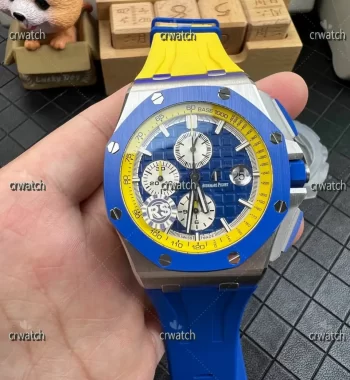 Royal Oak Offshore 44mm SS Blue Ceramic Bezel RSF Edition Blue/Yellow Dial Rubber Strap A3126