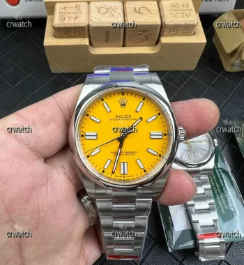 Oyster Perpetual 41mm 124300 904L EWF Upgraded Yellow Dial SS Bracelet A3230
