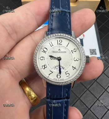 Rendez-Vous Date SS JAF White Dial Real Diamonds Bezel Blue Leather Strap A688