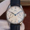 ZF Portuguese IW500705 White Dial Blue Markers Leather Strap V5