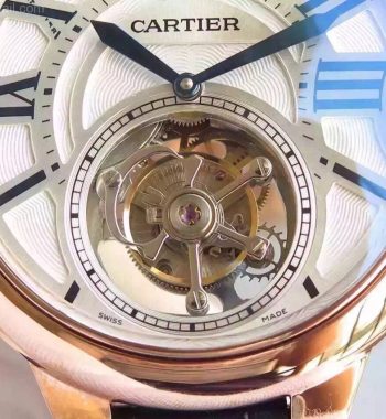 Ballon de Cartier Tourbillon RG White Dial Leather Strap Flying Tour