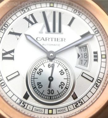 JF Calibre de Cartier RG White Dial Leather Strap A23J
