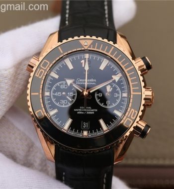 OMF Planet Ocean Master Chronometer RG Black Polished Bezel Black Dial Leather A9901