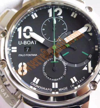 U-51 Chimera Watch Limited Edition Black Dial White Hands Black Leather Strap A7750