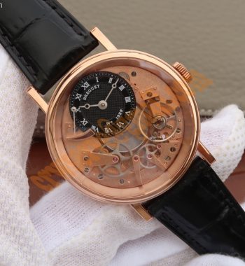 Tradition 7057BR/R9/9W6 RG SF Rose Gold Skeleton Dial Black Leather Strap A507