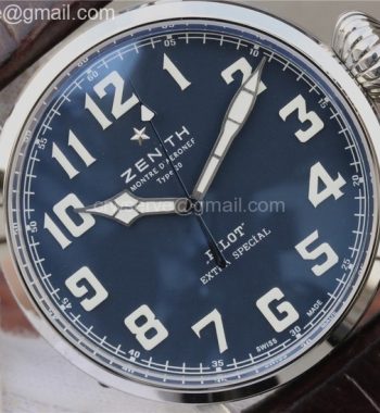 Pilot Type 20 Extra 45mm SS Case Blue Dial Leather Strap A2824