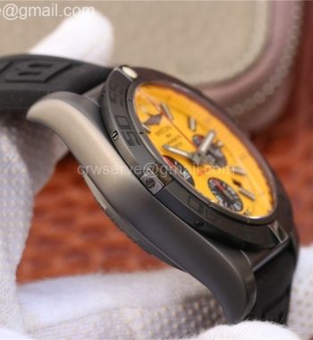 Chronomat 44mm Blacksteel GF Yellow Dial Rubber Strap A7750