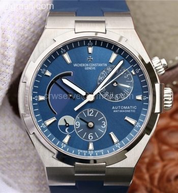 Overseas Dual Time Power Reserve TWA Blue Dial Blue Rubber Strap A1222
