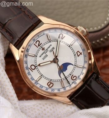 FiftySix Complete Calendar RG OXF White Dial Brown Leather Strap A23J
