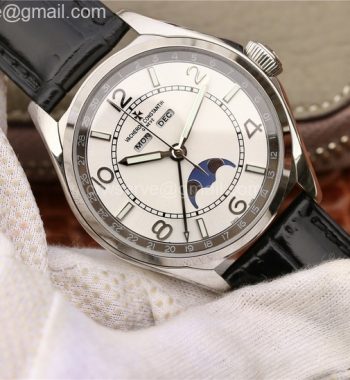 FiftySix Complete Calendar SS OXF White Dial Brown Leather Strap A23J