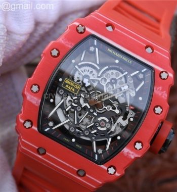 RM035-02 Forge Carbon Case And Bezel Skeleton Dial Red Rubber Strap MIYOTA8215
