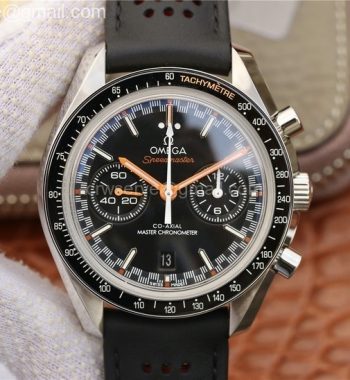 Racing Master Chronometer OMF Black Dial Orange Hand Black Leather Strap A9300