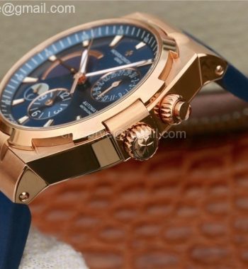 Overseas Dual Time Power Reserve RG TWA Blue Dial Blue Rubber Strap A1222