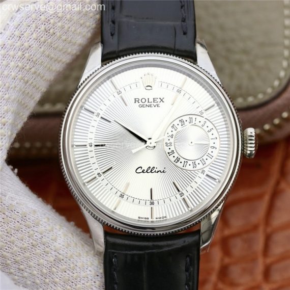 Cellini Date 50519 SS MKF White Dial Black Leather Strap A3165