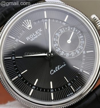 Cellini Date 50519 SS MKF Black Dial Black Leather Strap A3165