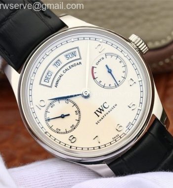 Portuguese Real PR Real Annual Calendar IW503501 ZF White Dial Black Leather Strap A52850