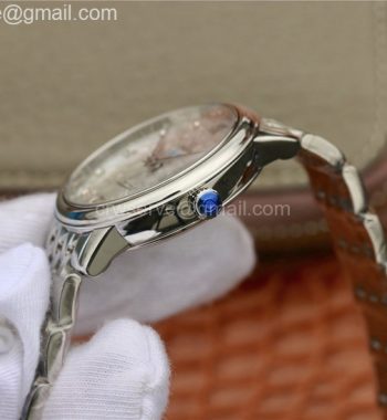 De Ville Prestige Ladies 32.7 MKF White Textured Dial Diamonds Markers SS Bracelet MIYOTA 9015