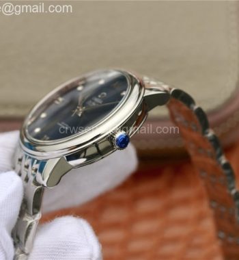 De Ville Prestige Ladies 32.7 MKF Blue Dial Diamonds Markers SS Bracelet MIYOTA 9015