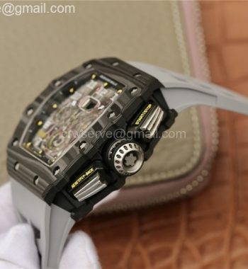 RM011 Carbon Case Chrono KVF Edition Crystal Skeleton Yellow Dial Racing Rubber Strap A7750