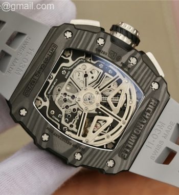 RM011 Carbon Case Chrono KVF Edition Crystal Skeleton Yellow Dial Racing Rubber Strap A7750