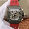 RM011 Carbon Case Chrono KVF Crystal Skeleton Yellow Dial Red Racing Rubber Strap A7750