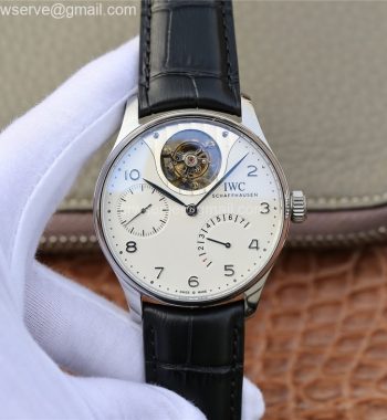Portuguese Tourbillon IW5046 SS ZF Edition White Dial SS Markers Black Leather Strap