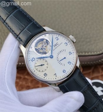 Portuguese Tourbillon IW5046 SS ZF Edition White Dial Blue Markers Blue Leather Strap