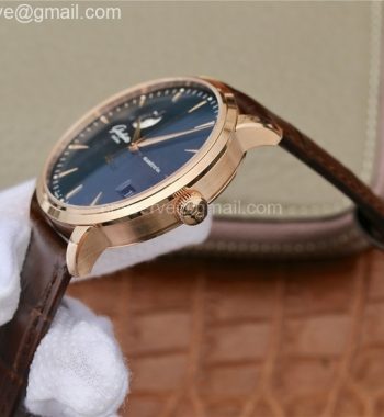 Excellence Panorama Date Moon Phase RG ETCF Blue Dial Brown Leather Strap A100