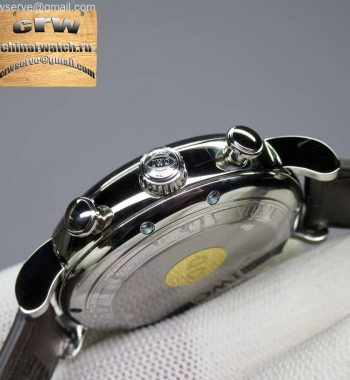 Portofino Chrono SS ZF White Dial RG Markers Black Leather Strap A7750