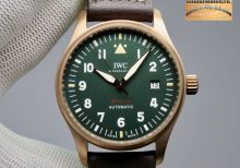 Spitfire Automatic Bronze IW326802 XF Green Dial Brown Leather Strap A2824