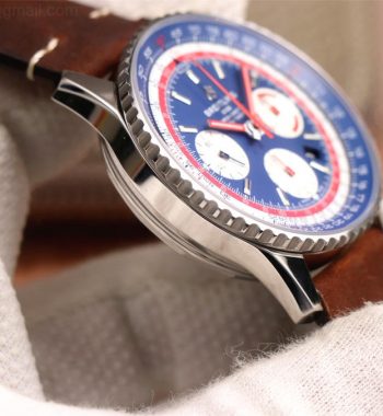 Navitimer B01 Chronograph 43 V9F Blue Dial Brown Leather Strap A7750