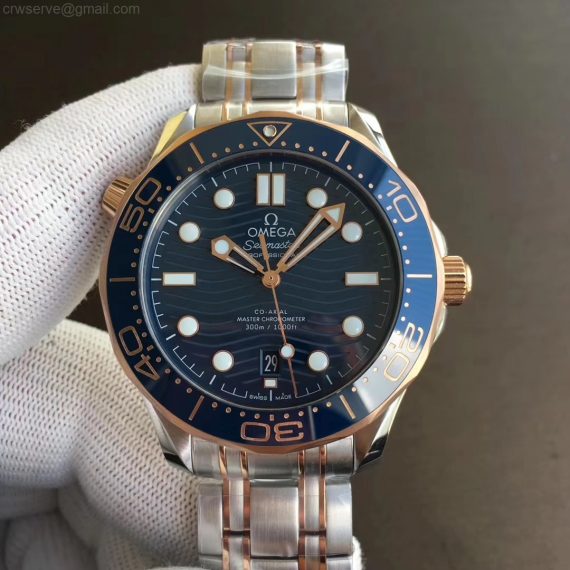 2018 Seamaster Diver 300M SS/RG VSF Edition RG Bezel Blue Dial SS/RG Bracelet A8800