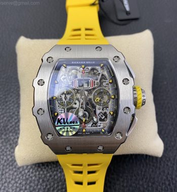 RM11-03 SS KVF Edition Crystal Skeleton Dial Yellow Racing Rubber Strap A7750