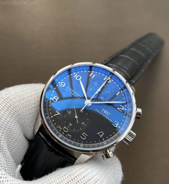 Portugieser Chronograph IW371447 ZF Edition Black Dial Black Leather Strap A7750