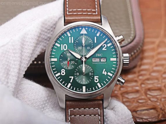 Pilot Chrono IW377726 ZF Edition Green Dial Brown Leather Strap A7750