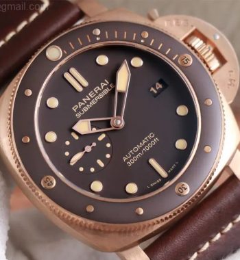 PAM968 Bronzo VSF Edition Brown Ceramic Bezel and Dial Brown Calfskin Strap P.9010