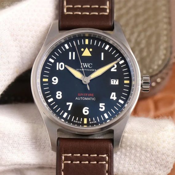 Spitfire SS IW326803 MKF Edition Black Dial Brown Leather Strap MIYOTA 9015