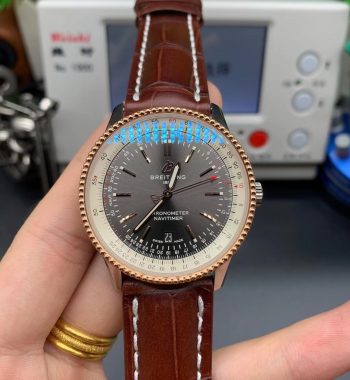 Navitimer 1 SS 41mm V7F Edition RG Bezel Gray Dial Brown Leather Strap