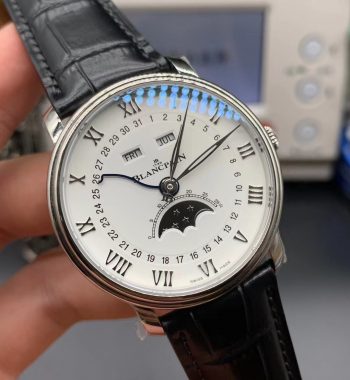 Villeret 6654 SS Complicated Function OMF Edition White Dial on Black Leather Strap A6654