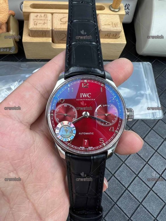 Portuguese Real PR IW5001 AZF Red Dial Black Leather Strap A52010