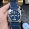 BR 03-92 SS /SS blue dial Blue leather strap MIYOTA 9015