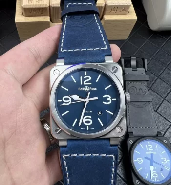 BR 03-92 SS /SS blue dial Blue leather strap MIYOTA 9015