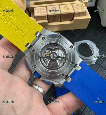 Royal Oak Offshore 44mm SS Blue Ceramic Bezel RSF Edition Blue/Yellow Dial Rubber Strap A3126