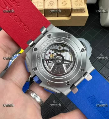 Royal Oak Offshore 44mm SS Blue Ceramic Bezel RSF Blue/Red Dial Rubber Strap A3126