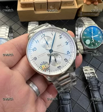 Portuguese Chrono IW3716 RSF White Dial Blue Markers SS Bracelet A7750