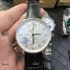 Portuguese Chrono IW3716 RSF White Dial YG Markers Black Leather Strap A7750