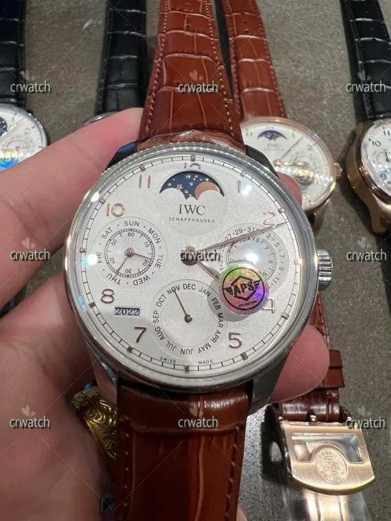Portugieser Perpetual Calendar SS 5033 APSF Edition White Dial Brown Leather Strap A52610 Clone
