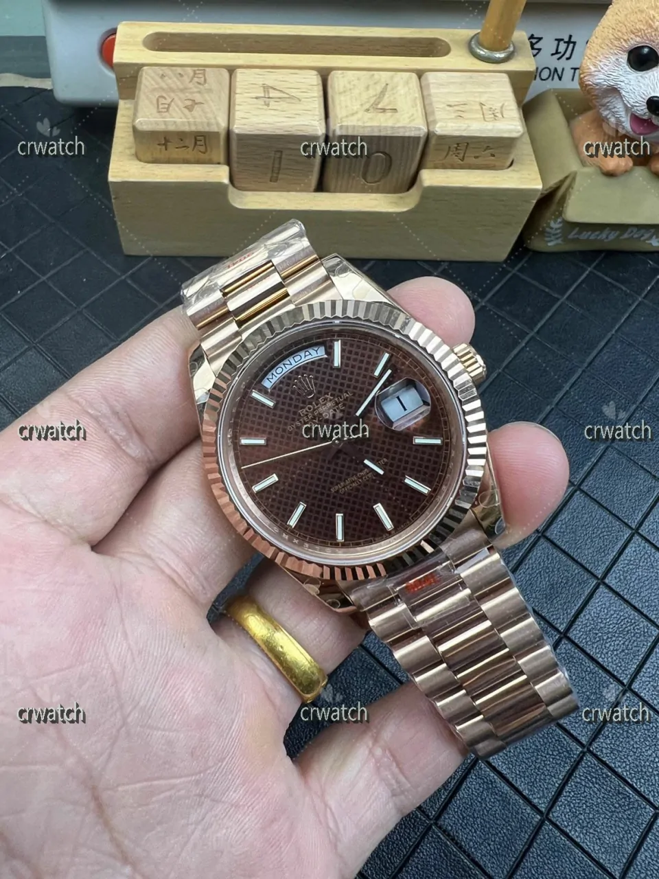 Day Date 40 RG 904L Steel GMF Edition Brown Textured Dial RG Bracelet A3235 (Tungsten Heavy Version)