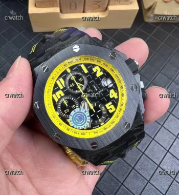 Royal Oak Offshore Bumble Bee Forged Carbon JJF Best Edition Leather Strap A7750